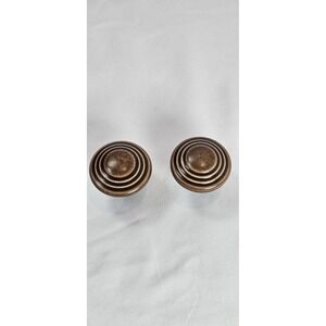Lot Of‎ 2 Vintage Brown Bulleye Ceramic Porcelain Cabinet Drawer Knobs Pulls